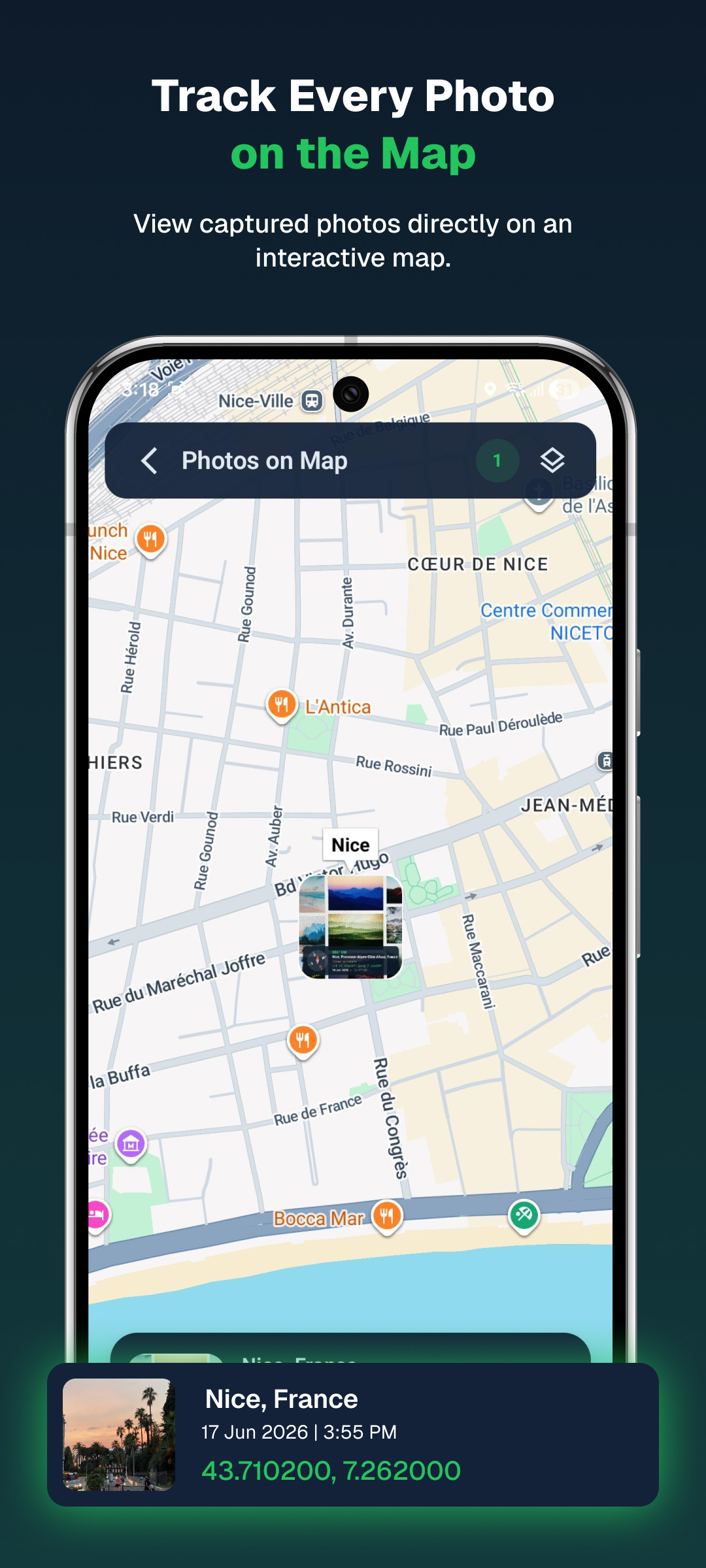 Track every photo on the map