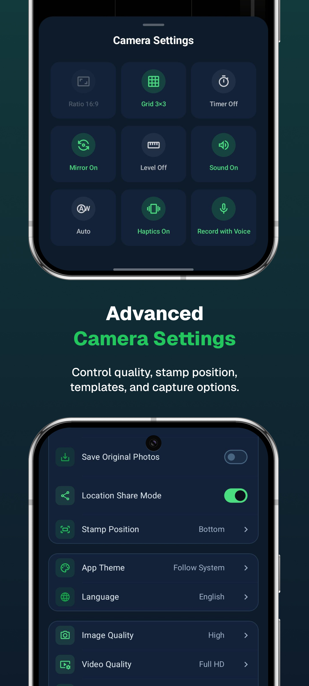 Pro camera controls